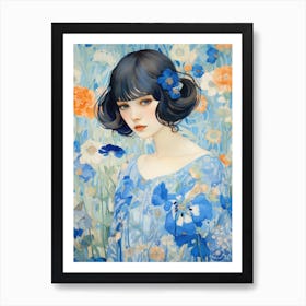 Blue Flowers 41 Art Print