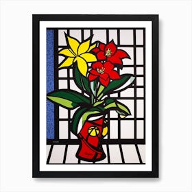 Poinsettia Flower Still Life  1 Pop Art Style Art Print