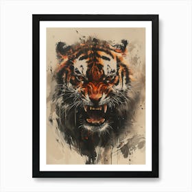 Badass Angry Tiger Ink Painting 1 Art Print