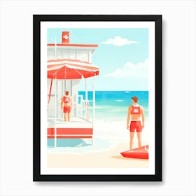 Lifeguards On The Beach Art Print