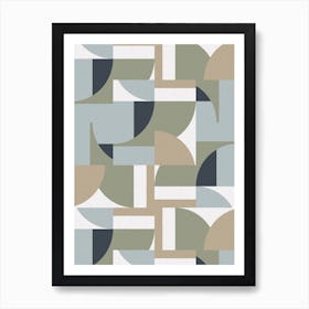 Futuristic Bauhaus Polygons Beige Art Print