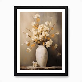 Freesia, Autumn Fall Flowers Sitting In A White Vase, Farmhouse Style 1 Art Print