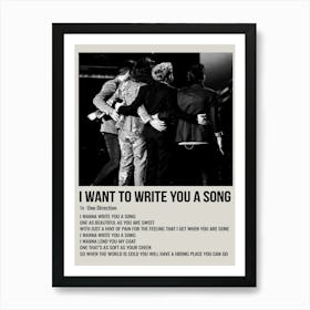 I Want To Write You A Song By One Direction Poster 1 Art Print