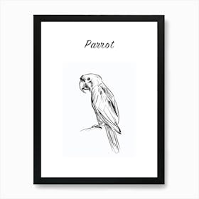 B&W Parrot Poster Art Print