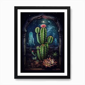 Queen Of The Night Cactus On A Window  4 Art Print