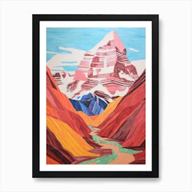 Mount Robson Canada 2 Colourful Mountain Illustration Art Print