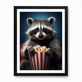 Cartoon Barbados Raccoon Eating Popcorn At The Cinema 3 Poster