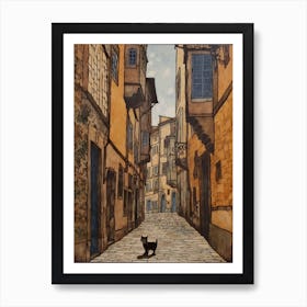 Painting Of Florence With A Cat In The Style Of William Morris 3 Art Print