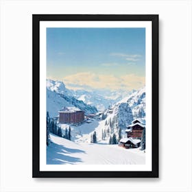 Engelberg, Switzerland Vintage Skiing Poster Art Print