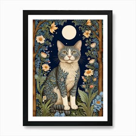 William Morris Cat In The Moonlight 2 Art Print