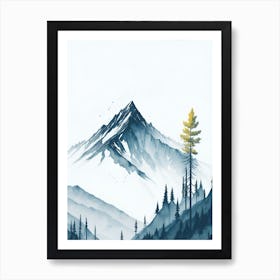 Mountain And Forest In Minimalist Watercolor Vertical Composition 308 Art Print