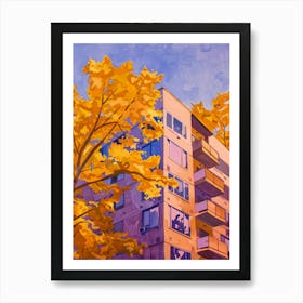 Autumn Apartment Building Art Print