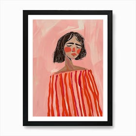 Girl In Red Dress Art Print