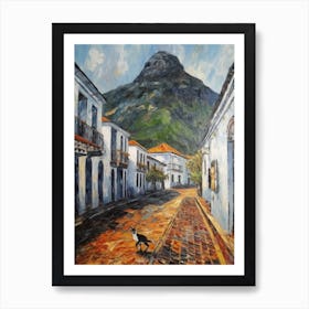 Painting Of A Street In Cape Town With A Cat 3 Impressionism Art Print