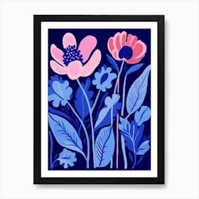 Blue Flower Illustration Tulip 2 Art Print