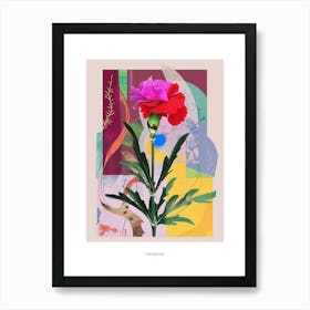 Carnation6 Neon Flower Collage Poster Art Print