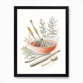 Butcher S Broom Spices And Herbs Pencil Illustration 3 Art Print