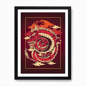 Japanese Style Traditional Red Dragon Art Print