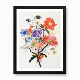 Asters 2 Collage Flower Bouquet Art Print