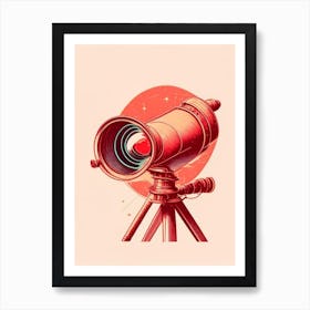 Infrared Telescope Red Vintage Sketch Space Art Print