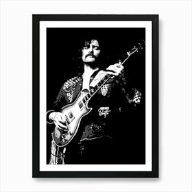 Dickey Betts American Guitarist Legend in Grayscale Illustration Art Print