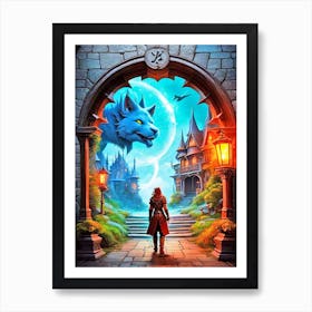 Wolf And The Gate Art Print