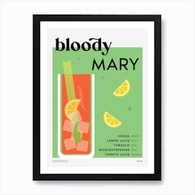 Bloody Mary in Green Cocktail Recipe Art Print