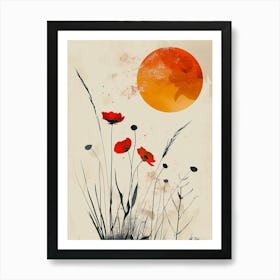 Poppies in the sunset Art Print