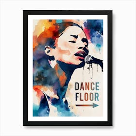 Dance Floor, Singer Watercolor Painting Art Print