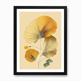 Ginkgo Spices And Herbs Retro Drawing 1 Art Print