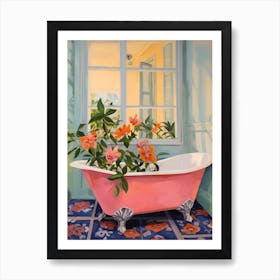 A Bathtube Full Of Camellia In A Bathroom 4 Art Print