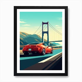 A Nissan Z In The Pacific Coast Highway Car Illustration 1 Art Print