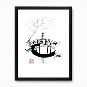 Geisha On The Bridge Art Print