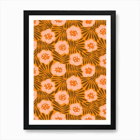 Climbing Flowers Retro Floral Warm And Earthy Art Print