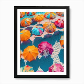 Colorful Umbrellas On The Beach Art Print