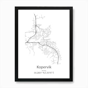 Kopervik,Norway Minimalist Map Art Print