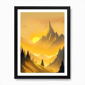 Misty Mountains Vertical Composition In Yellow Tone 7 Art Print