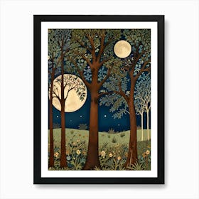 William Morris Moonlight In The Woods 23 Art Print