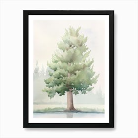 Cypress Tree Atmospheric Watercolour Painting 2 Art Print