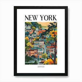 Sunnyside New York Colourful Silkscreen Illustration 3 Poster Art Print