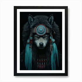 Honshu Wolf Native American Art Print