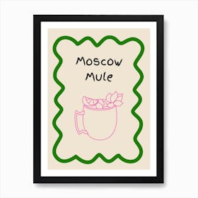 Moscow Mule Doodle Poster Green & Pink Art Print