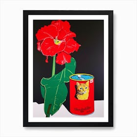 Amaryllis With A Cat 3 Pop Art  Art Print