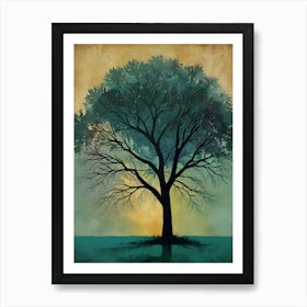 Tree At Sunset Art Print