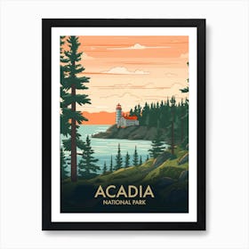 Acadia National Park Vintage Travel Poster 3 Art Print