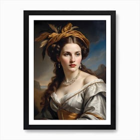 Elegant Classic Woman Portrait Painting (15) Art Print
