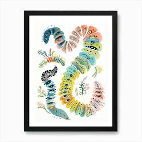 Colourful Insect Illustration Catepillar 2 Art Print