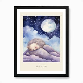 Baby Porcupine 1 Sleeping In The Clouds Nursery Poster Art Print