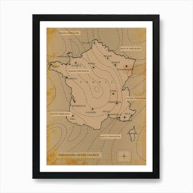 France vintage weather Map Poster