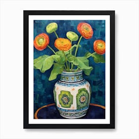 Flowers In A Vase Still Life Painting Ranunculus 1 Art Print